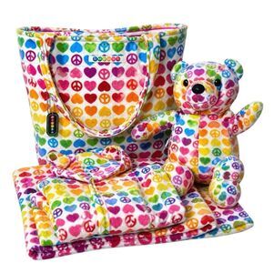 BeePosh Peace Hearts Hoodie Teddy Bear Blanket Tote Kids L/XL FAO Schwartz NYC